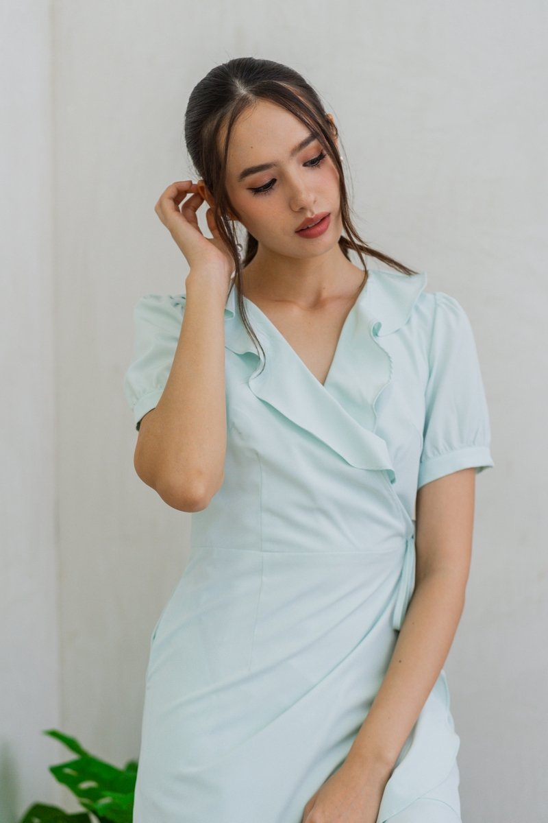 Luna Kimono Wrapped Dress in Tiffany