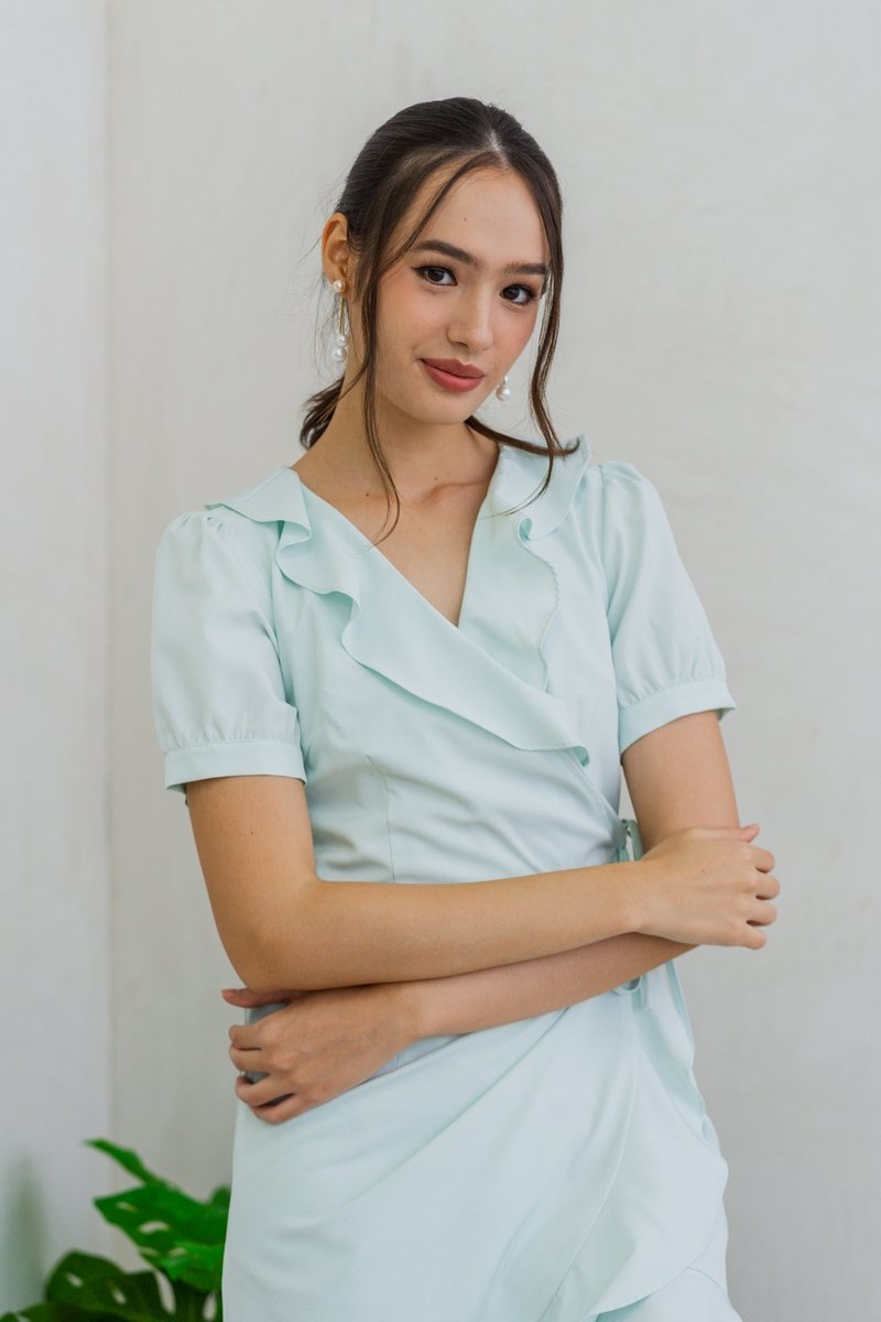 Luna Kimono Wrapped Dress in Tiffany