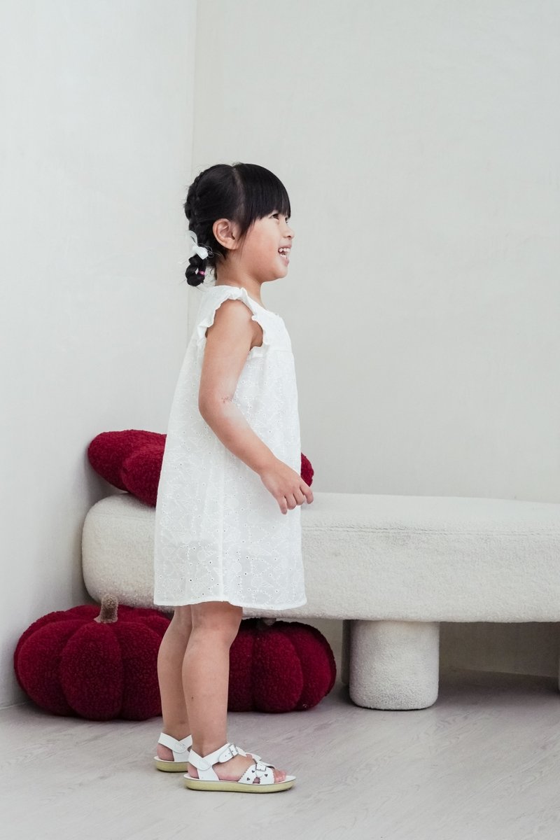 Irma Ice Cream Eyelet Kids Dress in White