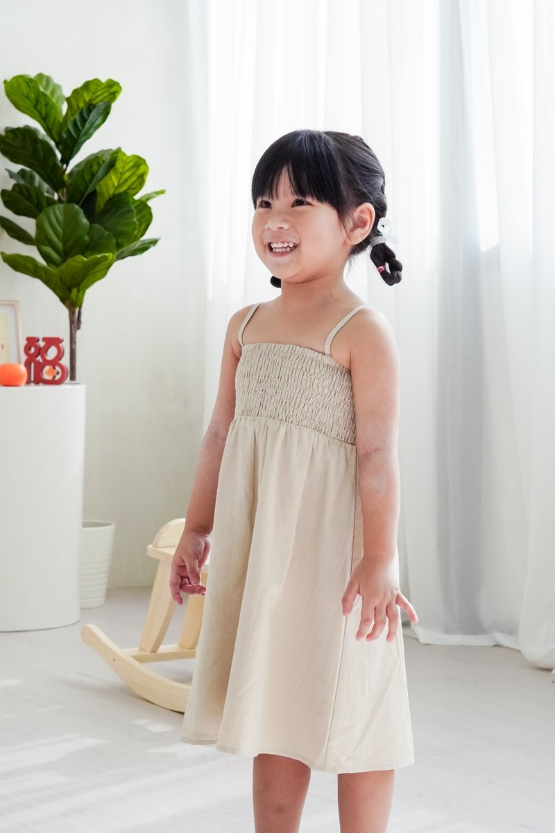Maxine Camisole Smocked Kids Dress in Sand