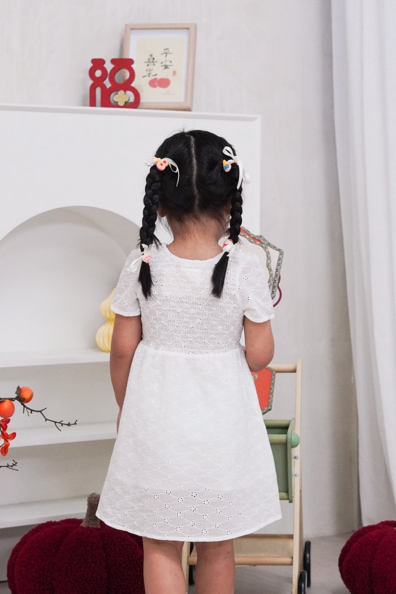 Jewel Peterpan Smocked Kids Dress in White