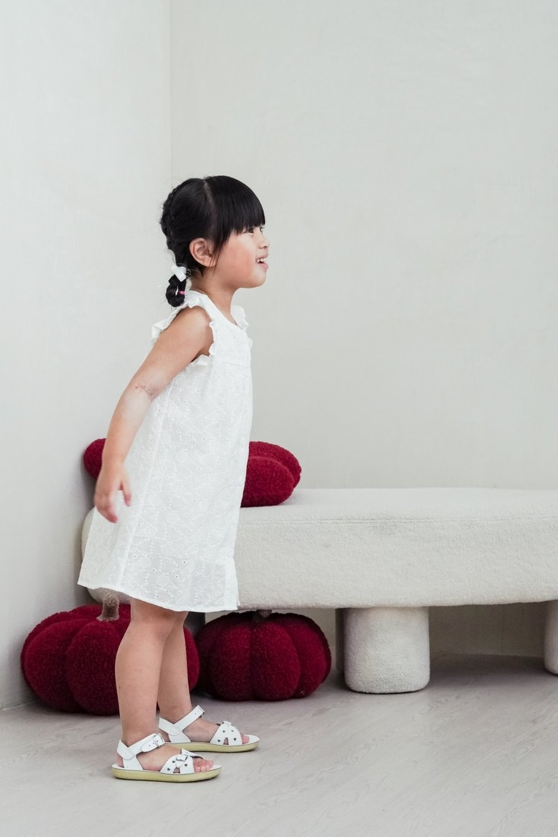 Irma Ice Cream Eyelet Kids Dress in White