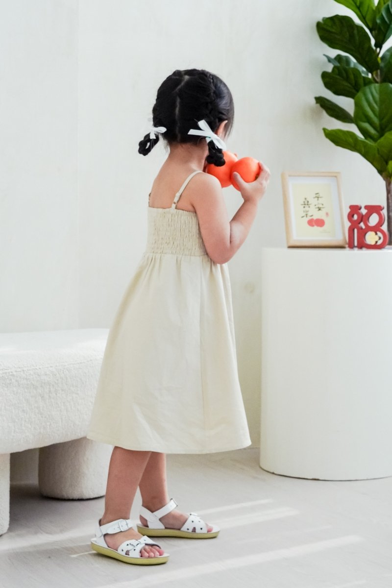 Maxine Camisole Smocked Kids Dress in Sand