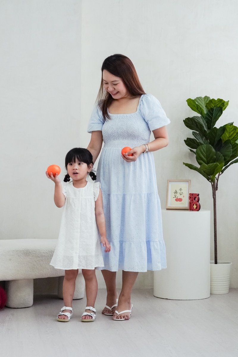 Irma Ice Cream Eyelet Kids Dress in White