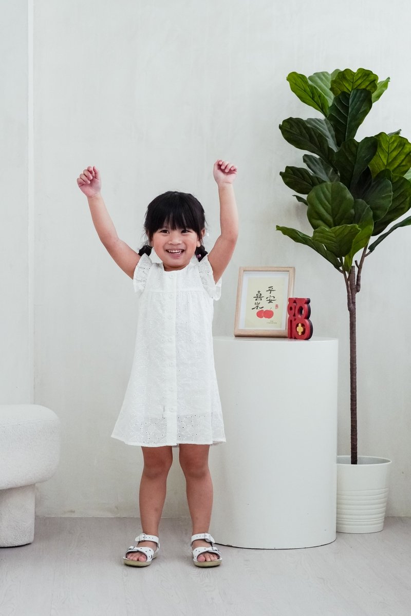 Irma Ice Cream Eyelet Kids Dress in White