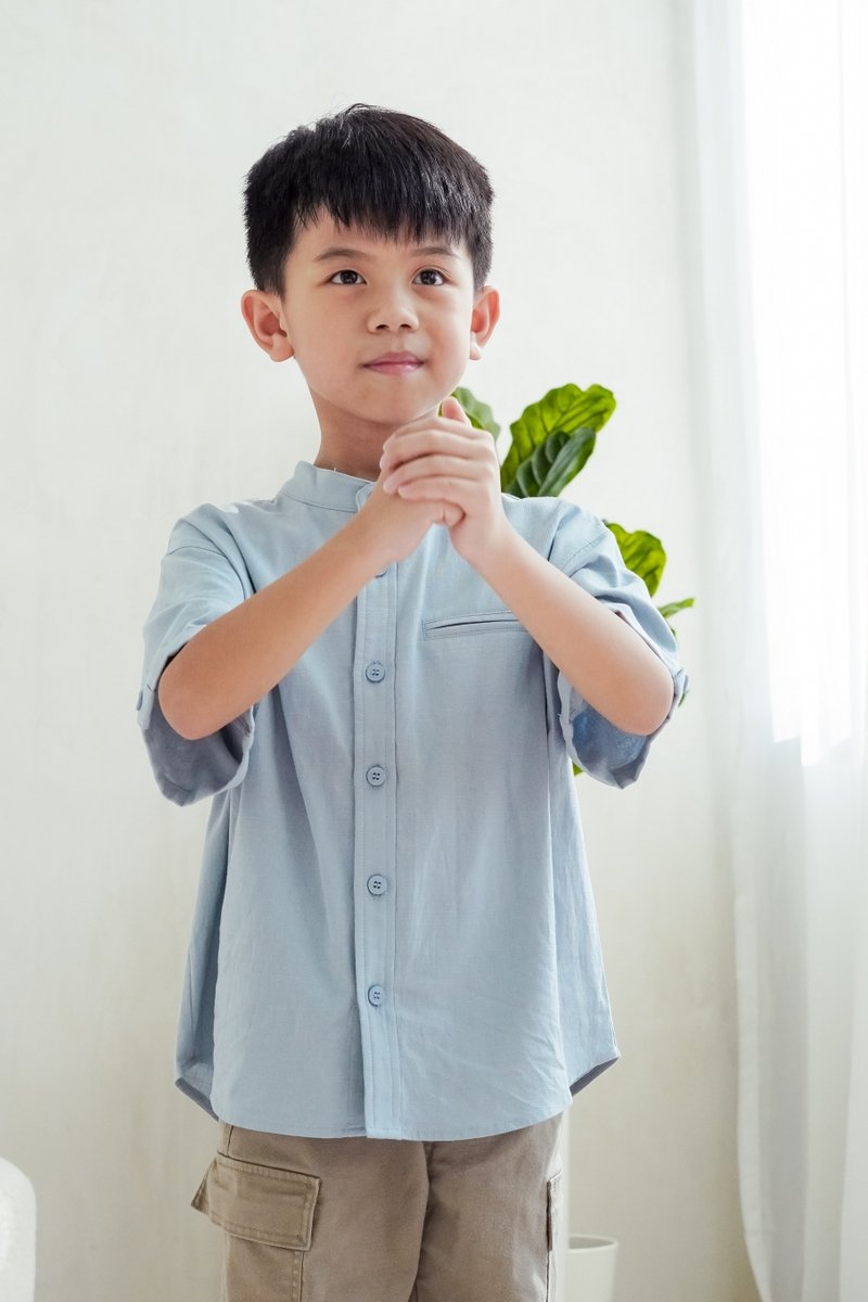 Maxine Button Down Kids Shirt in Blue