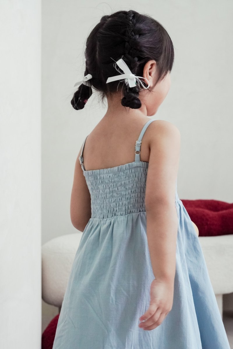 Maxine Camisole Smocked Kids Dress in Blue
