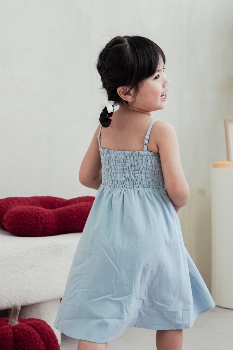 Maxine Camisole Smocked Kids Dress in Blue