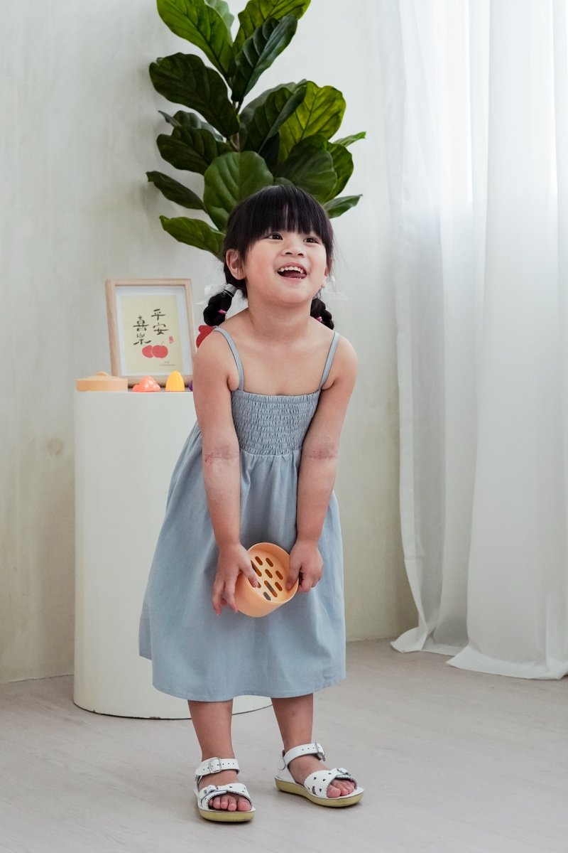 Maxine Camisole Smocked Kids Dress in Blue