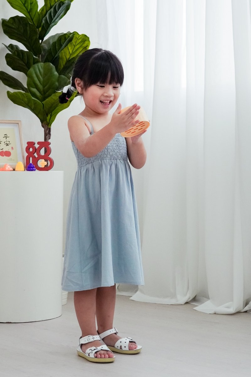 Maxine Camisole Smocked Kids Dress in Blue