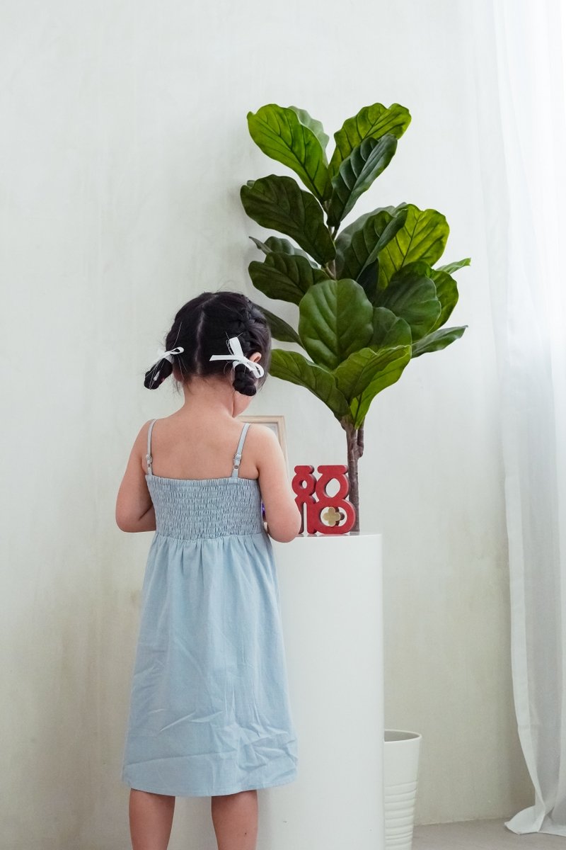 Maxine Camisole Smocked Kids Dress in Blue