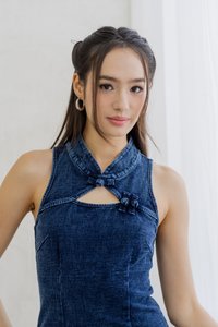 Ivana Cheongsam Denim Midi Dress