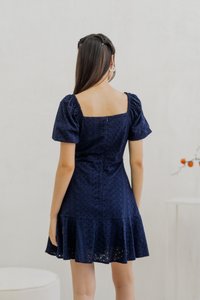 Nani Eyelet Dropwaist Dress in Navy (XS)