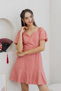 Nani Eyelet Dropwaist Dress in Rose Pink (XS)