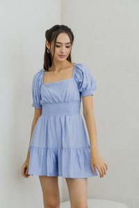 Marlon Smocked Sleeve Romper in Blue (XL)