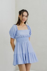 Marlon Smocked Sleeve Romper in Blue (XL)