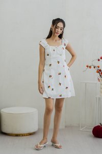 Layana Embroidery Dress in White (S)