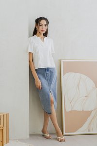Francesca V Neck Top in White