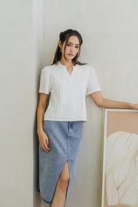 Francesca V Neck Top in White