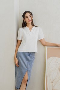 Francesca V Neck Top in White