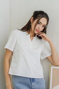 Francesca V Neck Top in White
