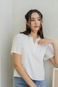 Francesca V Neck Top in White