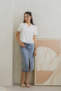 Francesca V Neck Top in White