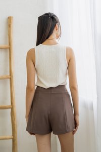 Suzy Button Knit Top in White