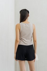 Suzy Button Knit Top in Khaki