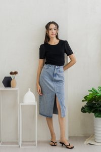 Jillian Knit Eyelet Top in Black (XS)