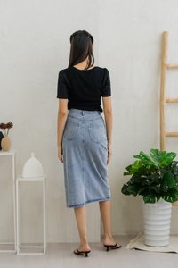 Jillian Knit Eyelet Top in Black (XS)