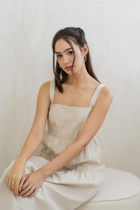 Jean Tiered Midi Dress in Sand