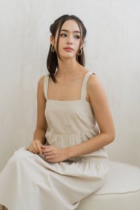 Jean Tiered Midi Dress in Sand