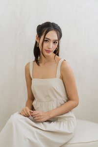 Jean Tiered Midi Dress in Sand