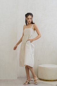 Jean Tiered Midi Dress in Sand