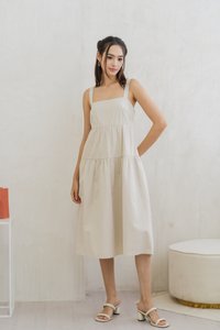 Jean Tiered Midi Dress in Sand