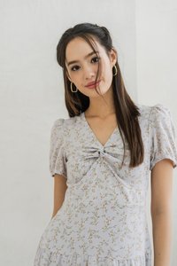 Yvonne Twist Knot Tiered Midi Dress in Lilac (XS)