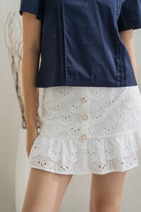 Serene Button Eyelet Skort in White