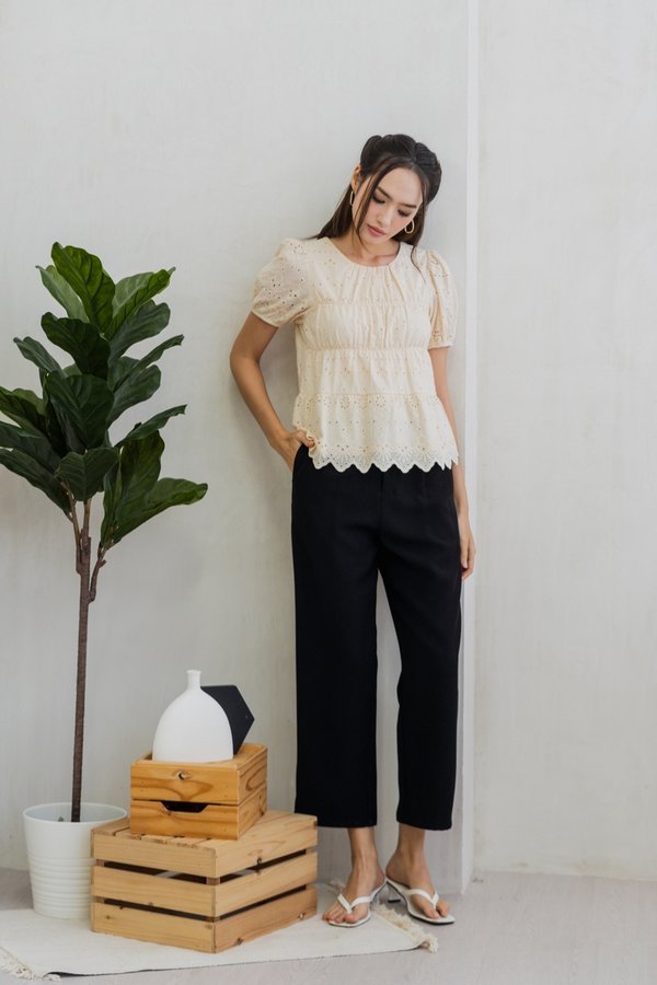 Hilary Eyelet Top in Cream (XS)