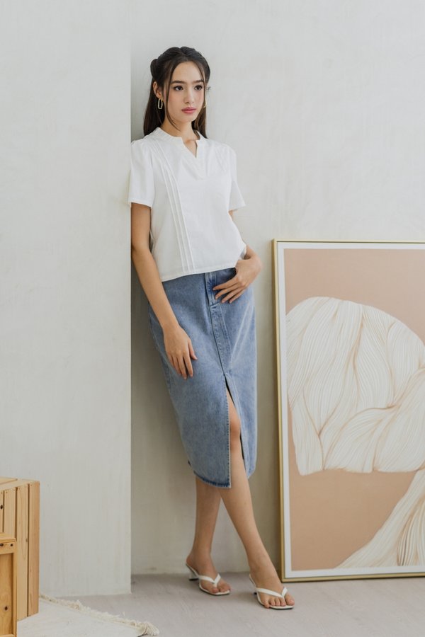 Francesca V Neck Top in White