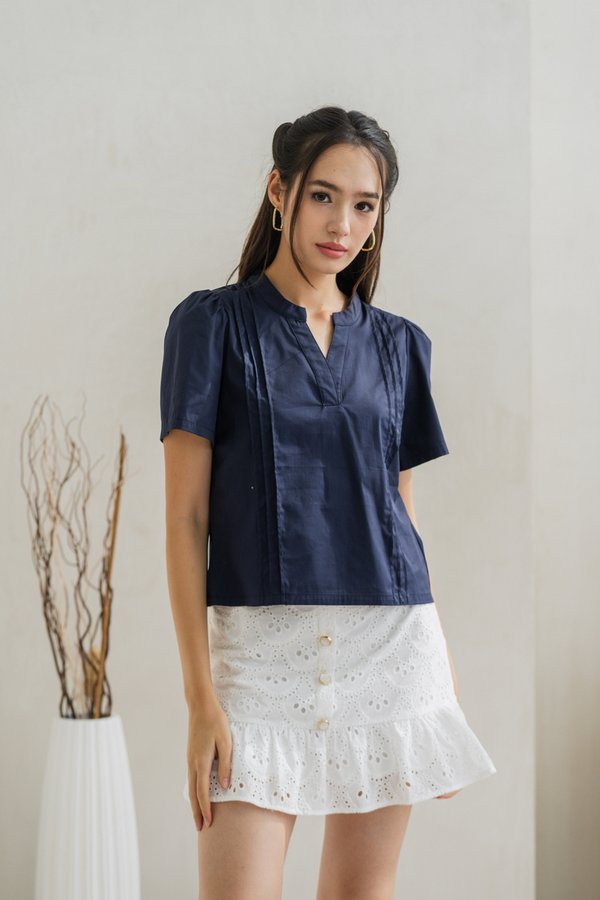 Serene Button Eyelet Skort in White