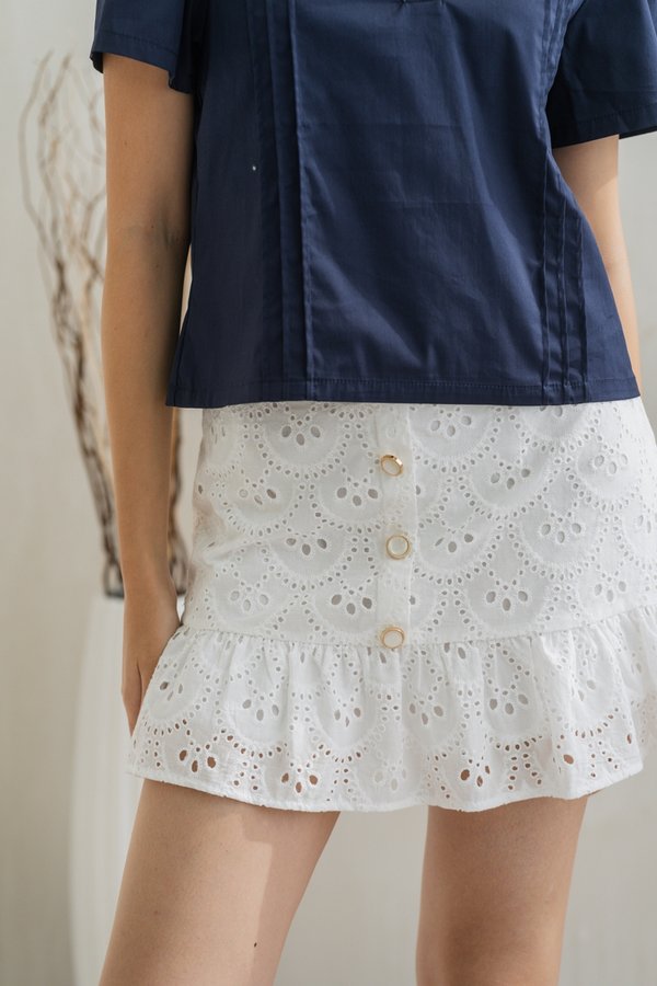 Serene Button Eyelet Skort in White