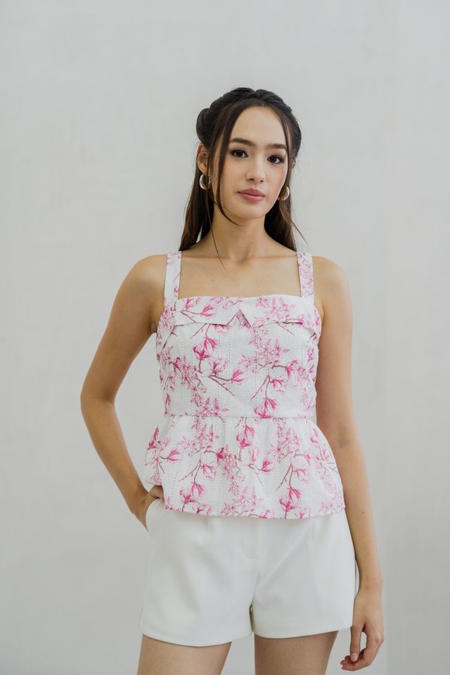 Rossa Babydoll Floral Top in Pink