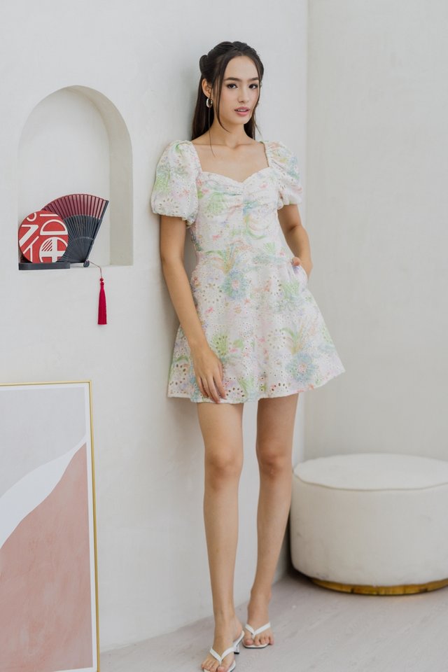Jessamine Sweetheart Dress Romper in Pastel