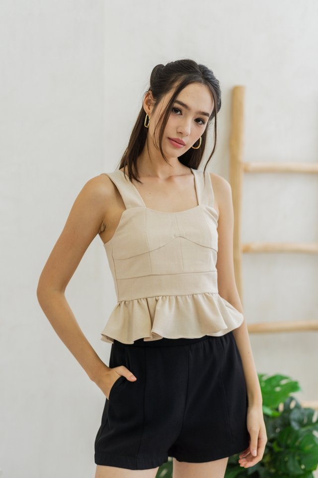 Freya Panelled Top in Sand