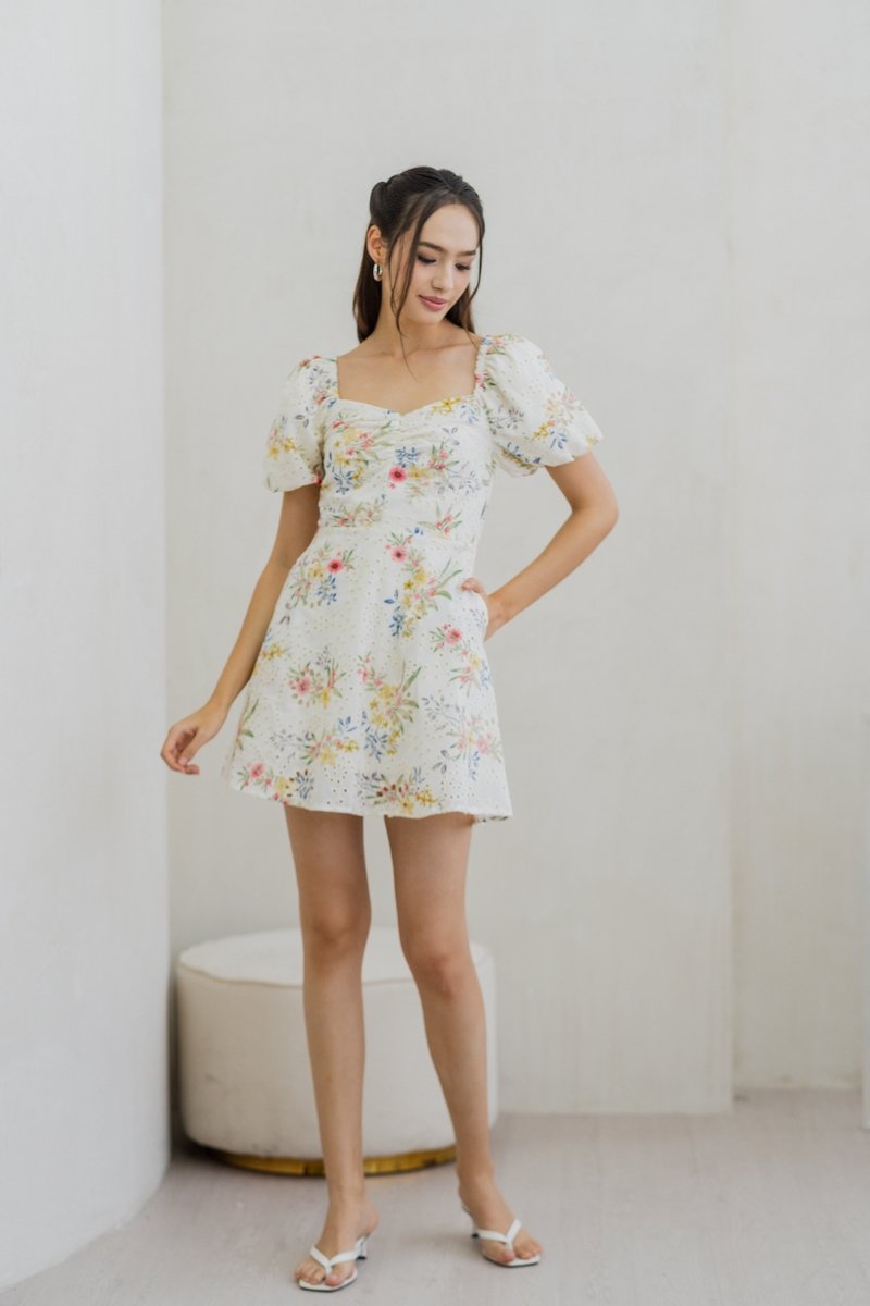 Lulee Sweetheart Dress Romper in White (S)