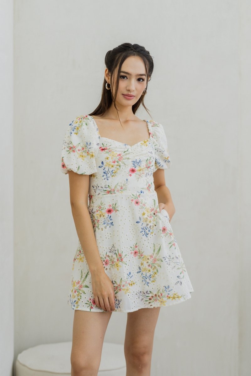 Lulee Sweetheart Dress Romper in White (S)