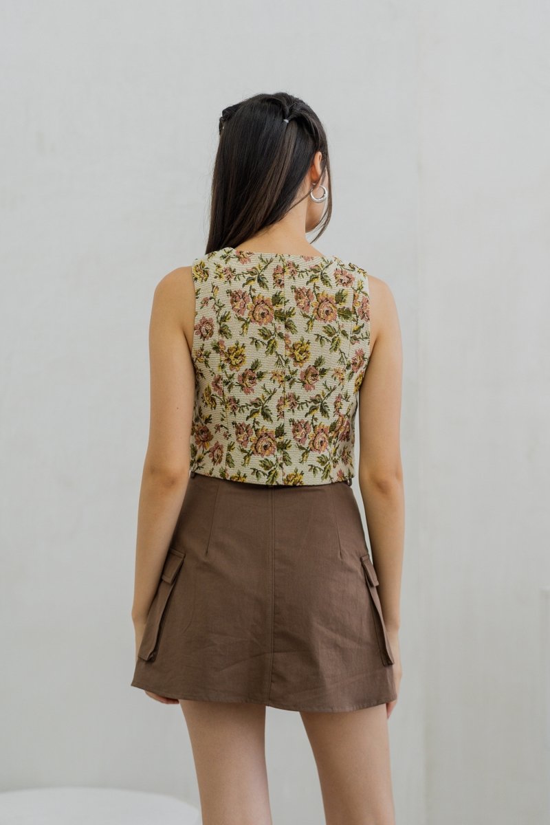 Meara Cargo Skort in Cocoa Brown (XS)