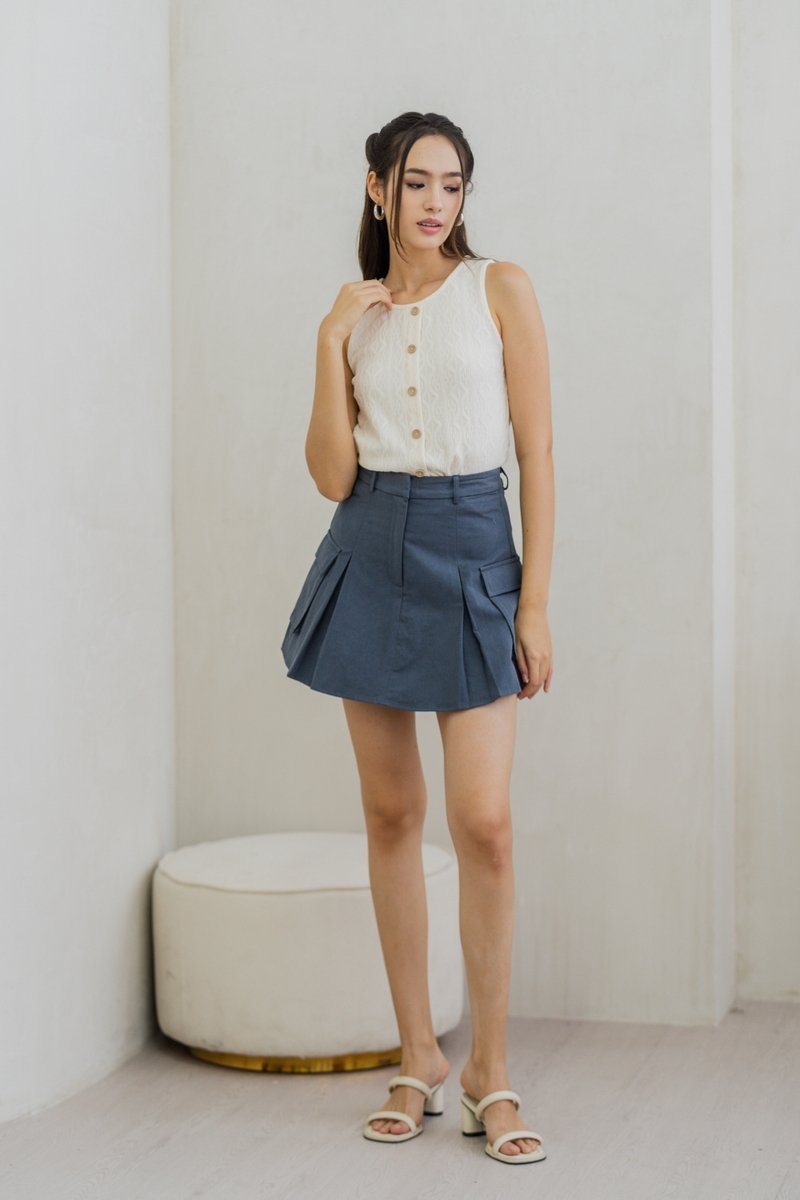 Meara Cargo Skort in Steel Blue