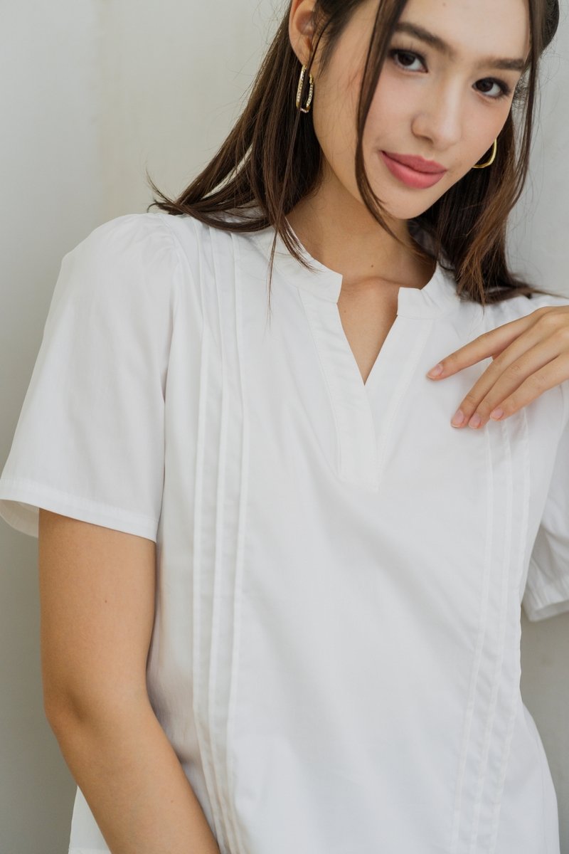 Francesca V Neck Top in White